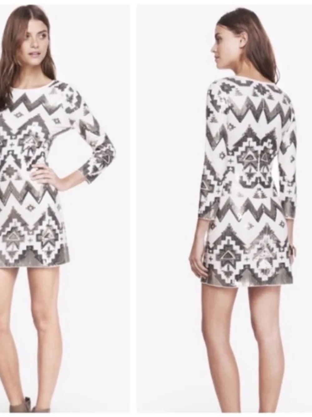 Express Black & White Geometric Mini Dress
